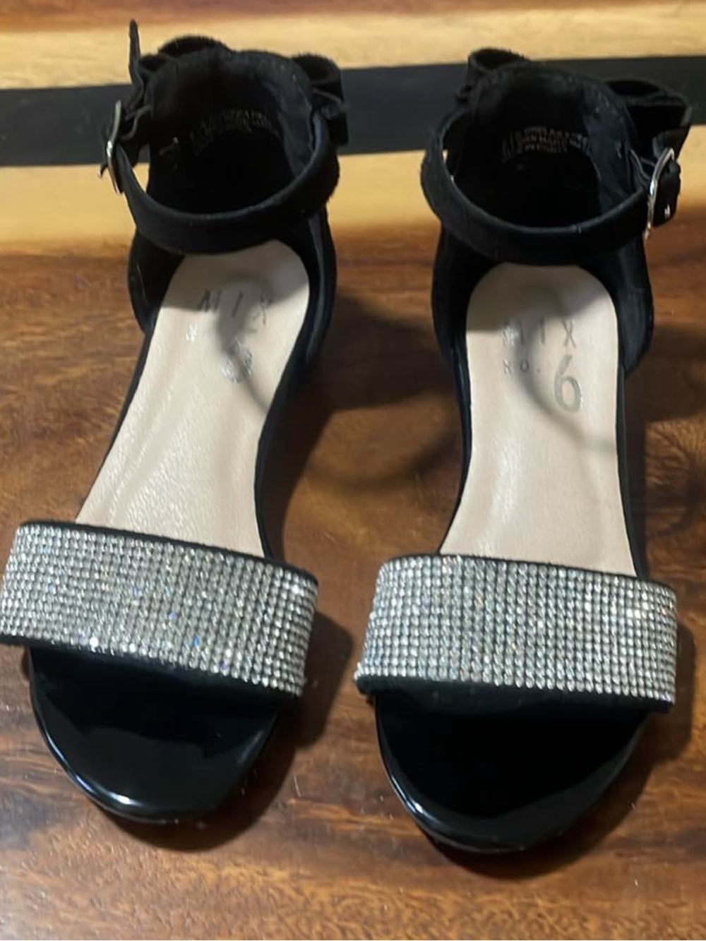 Mix No. 6 Black Crystal-Embellished Ankle-Strap Sandals
